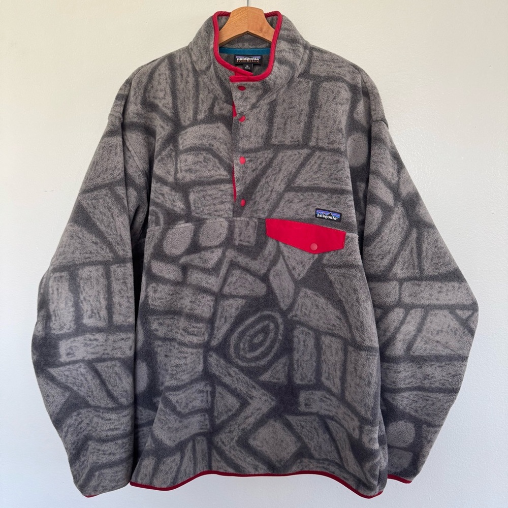 Patagonia Synchilla Snap-T Pullover Fleece Jacket Mens XL Shale Gray Stone Aztec